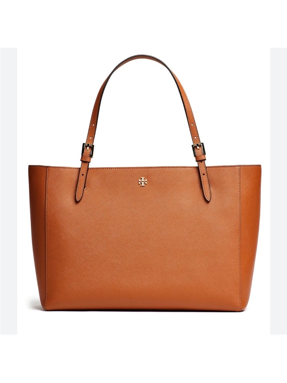 Tory Burch Cognac Leather Tote with Gold Logo